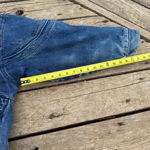 Vintage Weathered Blues Sherpa Lined Denim Jacket - Small - Picture 12 of 14